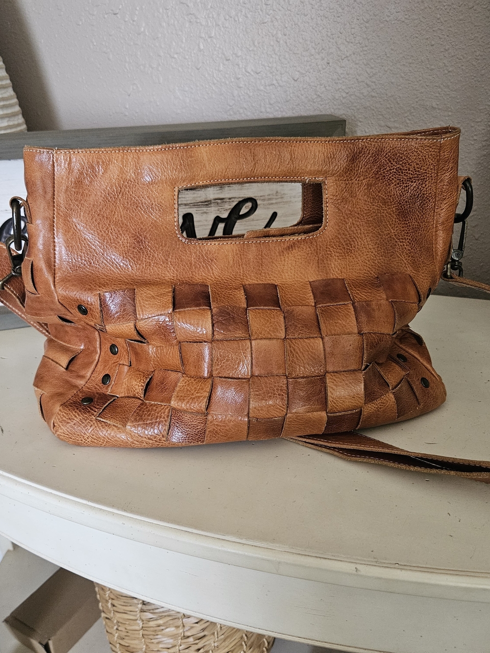 Bed Stu Orchid Leather Satchel Handbag Crossbody Bag.